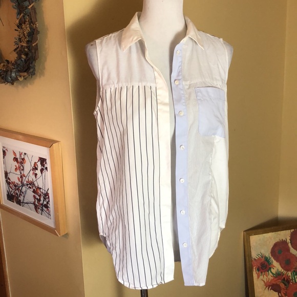 PHILLIP LIM 3:1 sz 6 Cotton Sleeveless MulitiStripe ColorBlock Buttonfront $129 - Picture 13 of 15